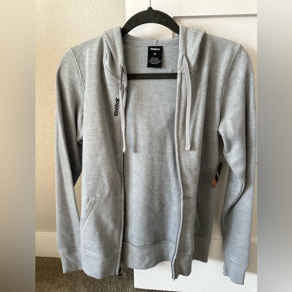 Reebok Jackets & Blazers - NWT Women’s Reebok Zip Up Hoodie Sweater - Light Grey - xSmall